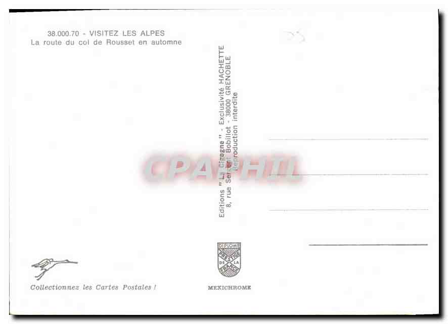 La route du col de Rousset en automne — Éditions "La Cisogne" — n° 38.000.70 — Verso