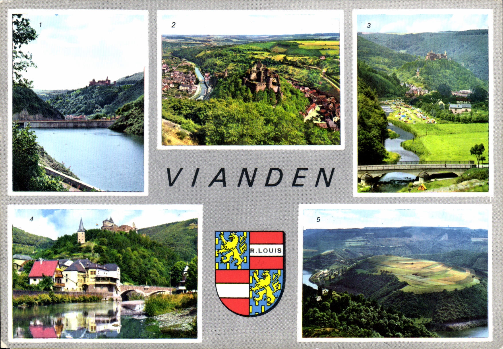 Vianden — Panoramablick und Schloss — Verleger Messageries G.D. n° 384