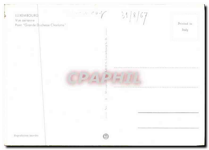 Pont Grande-Duchesse Charlotte — Luxembourg — éditeur MRM S. Luxembourg, n° 8 — Verso