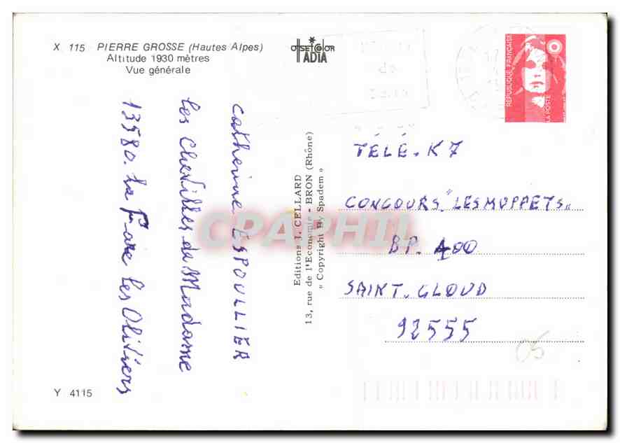Les Cévennes (Hautes-Alpes) — Vue générale — Éditions L. CFIARD, Spadem, n° X 115 — Verso