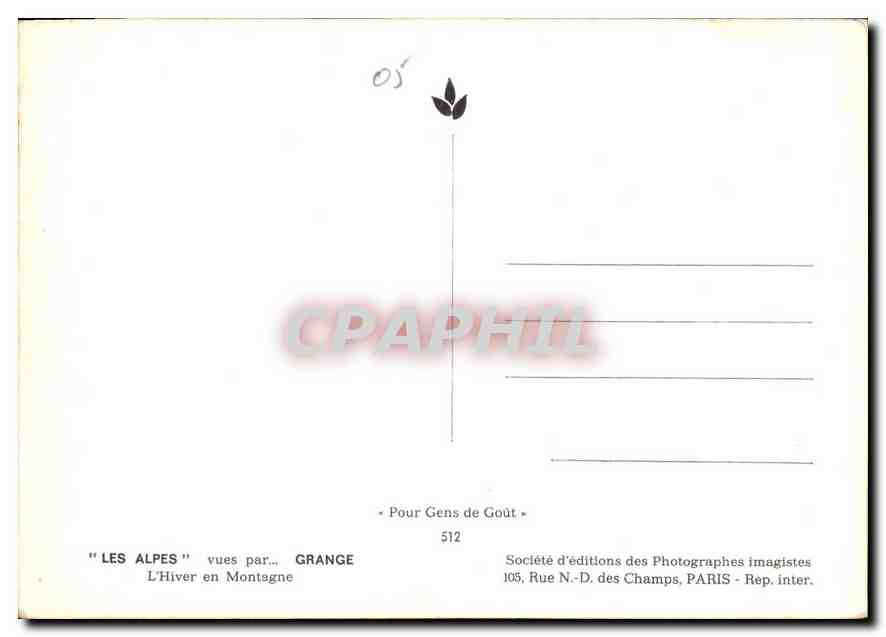 Les Alpes — L'Hiver en Montagne — Grange, série 512 — Verso