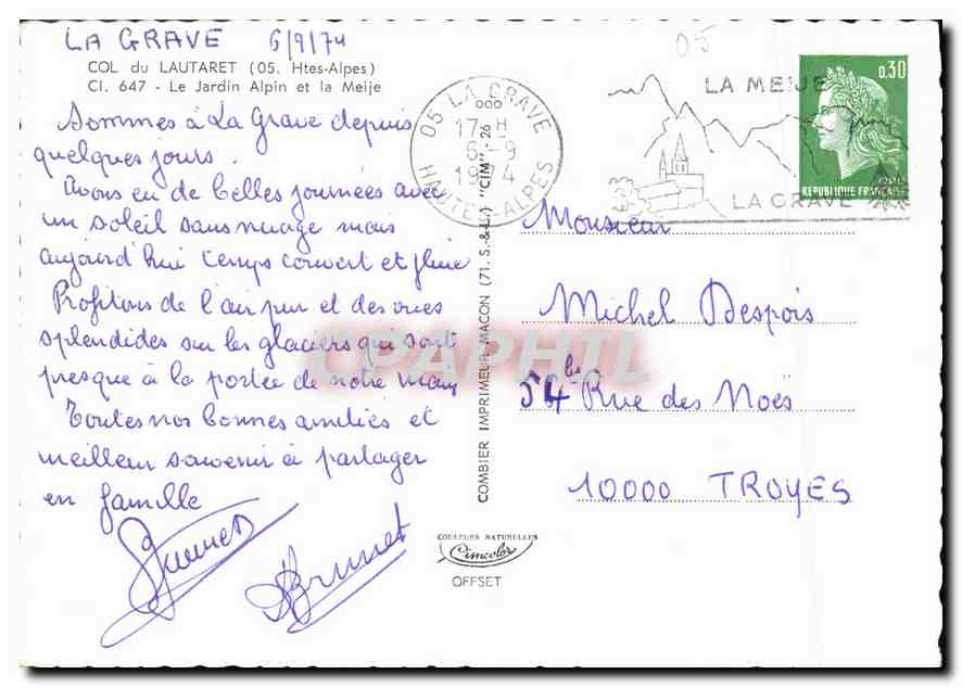 Col du Lautaret — Le Jardin Alpin et la Meije — Édition Combier Imprimeur Macon — Reverso