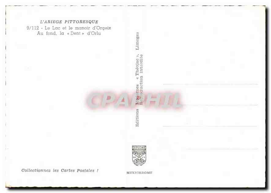L'Ariège pittoresque — Lac et manoir d'Orgeix — Éditions Diplôme — Achterkant