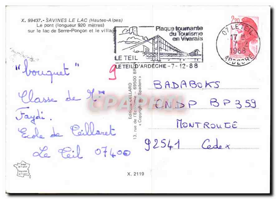 Savines-le-Lac — Pont de Serre-Ponçon (920 mètres) — Éditions Cellard — Rückseite