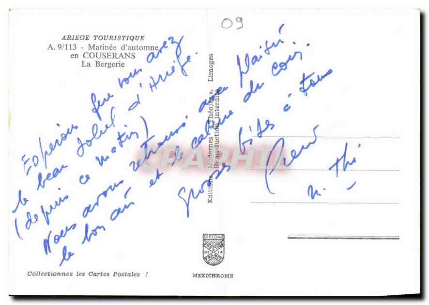 CPM Areige Touristique Matinee d'automne en Couresans La Bergerie  — Rückseite