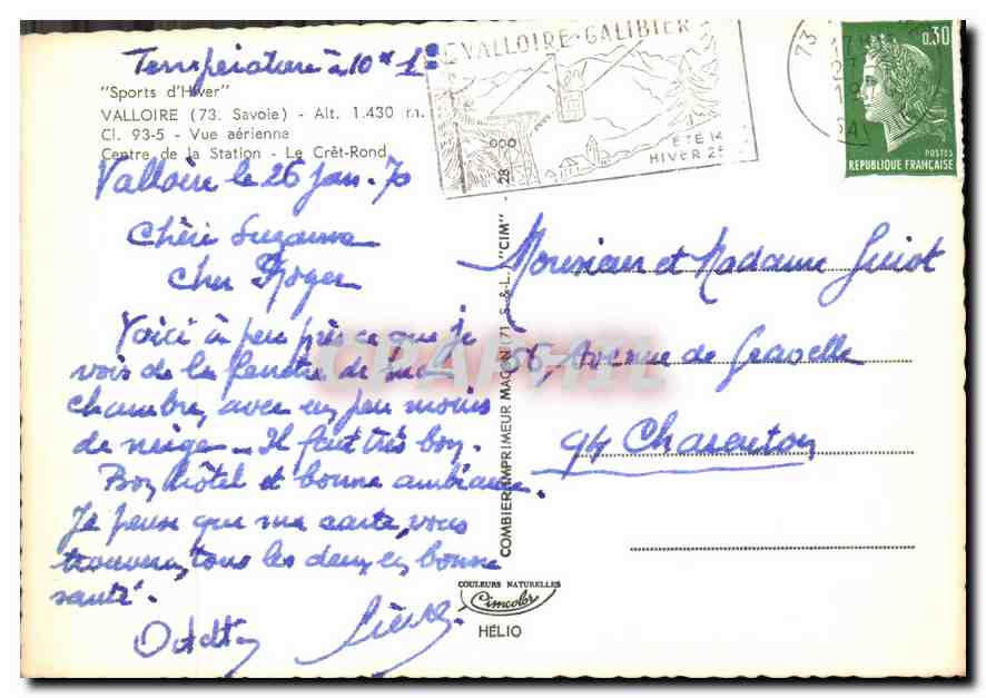CPM Valoire Vue aerienne Centre de la Station Le Cret Rond   — Rückseite
