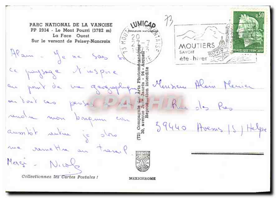 Le Mont Pourri — Face Ouest — Mexichrome — Achterkant