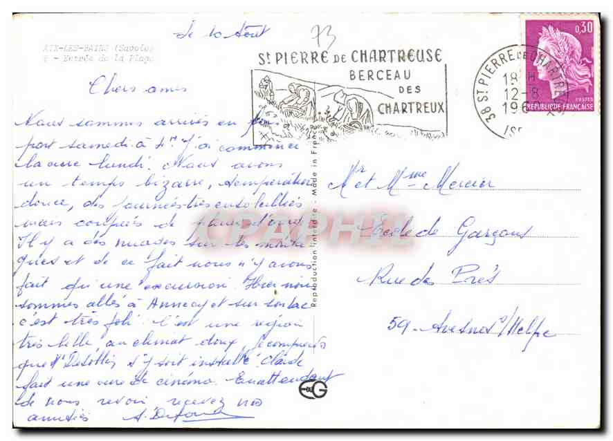 CPM Aix les Bains Savoie  — Rückseite