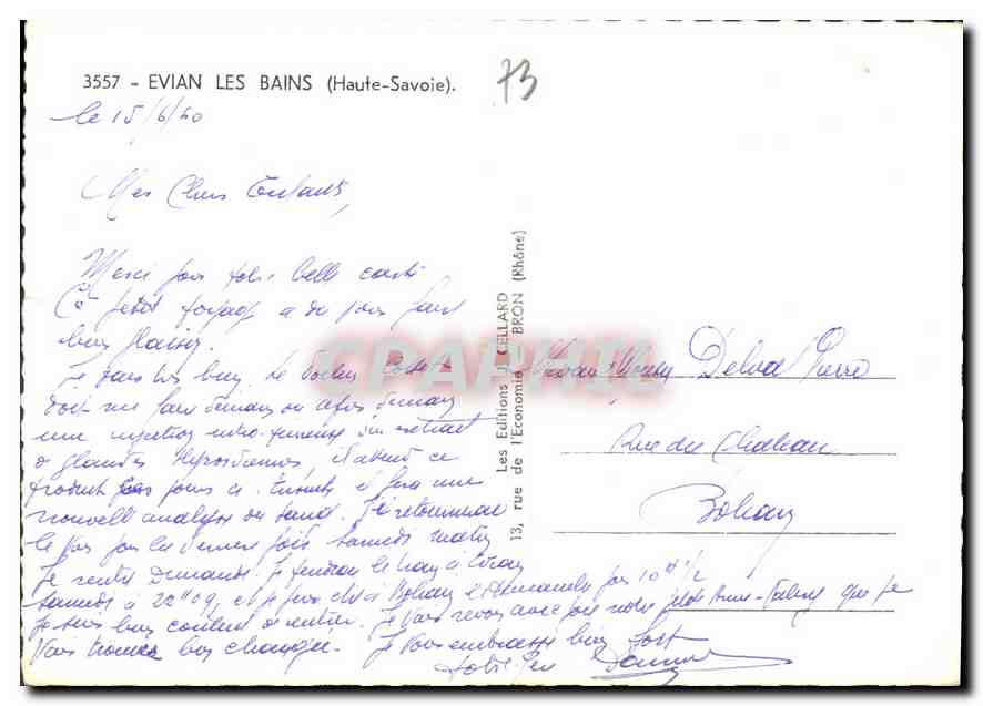 CPM Evian les Bains La Perle du Leman  — Rückseite