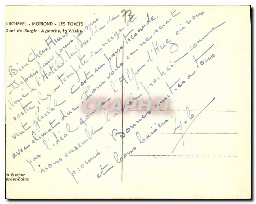 CPM Urchevel Moriond Les Tovets Dent de Burgin  — Back