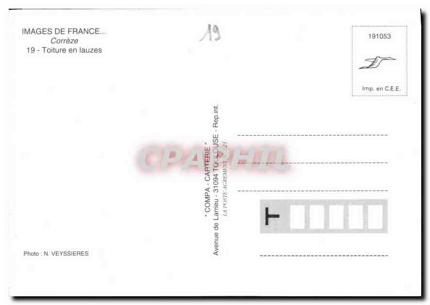 CPM Correze Toiture en lauzes  — Rückseite