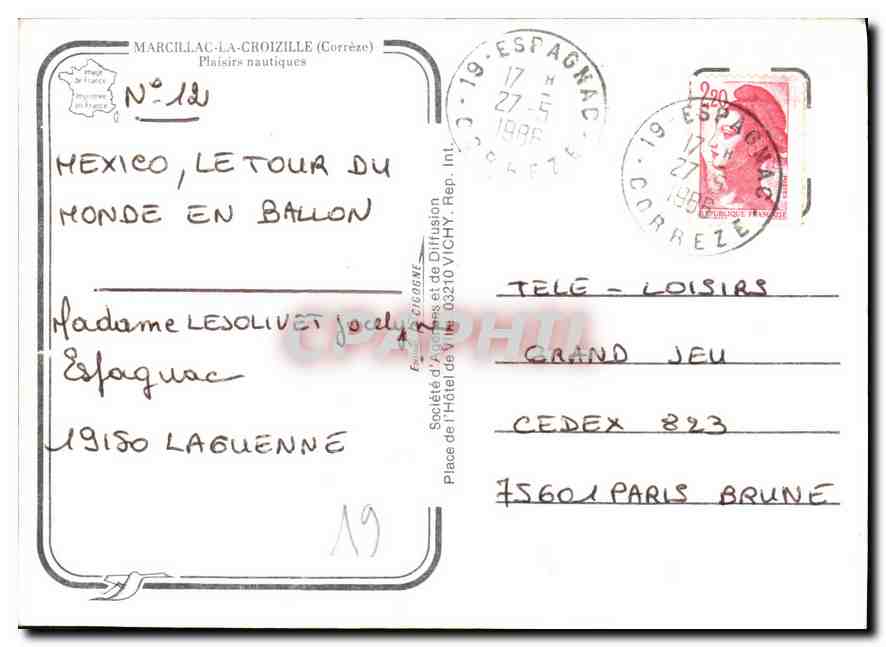 Vacances à Marcillac — Plaisirs nautiques — Société d'Agences et de Diffusion — Verso