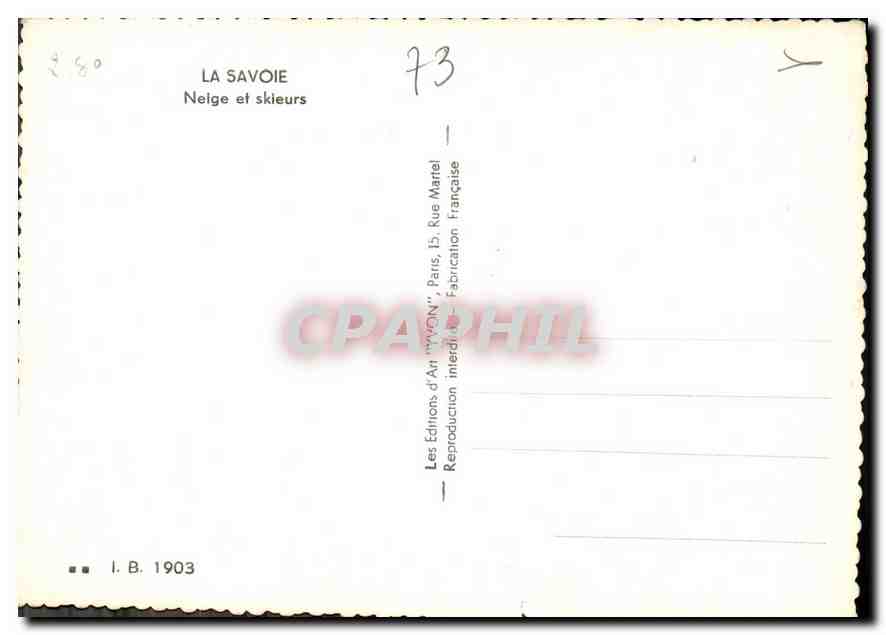 CPM La Savoie Neige et skieurs  — Rückseite