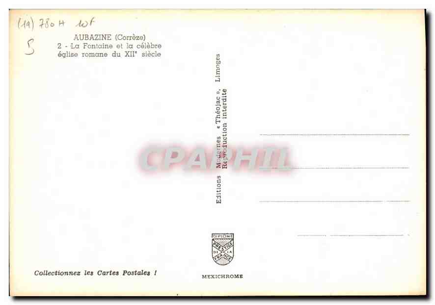 Aubazine (Corrèze) — La fontaine et l'église romane du XIIe siècle — Editions Diplomate & Théophile — Verso