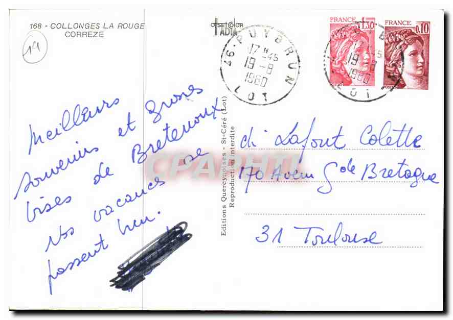 CPM Collonges La Rouge Correze  — Rückseite