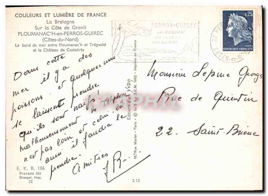 La Côte de Granit — Ploumanac'h-en-Perros-Guirec — Éditions d'Art Yvon — Rückseite