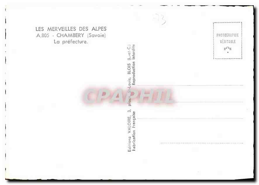 CPM Les Merveilles des Alpes Chambery Savoie La Prefecture  — Rückseite