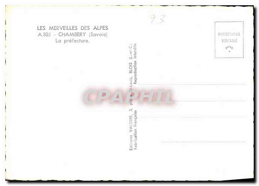 CPM Les Merveilles des Alpes Chambery Savoie La Prefecture  — Rückseite