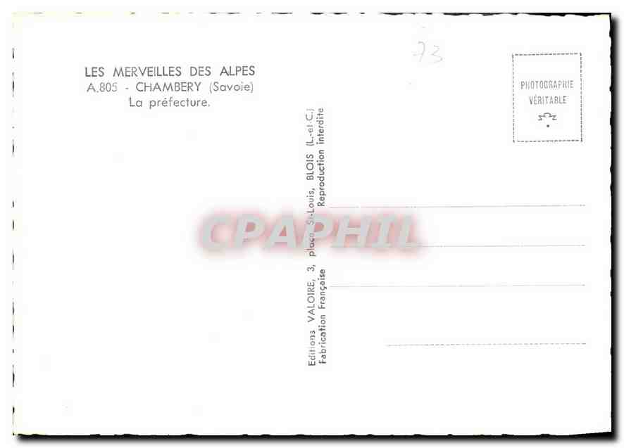 CPM Les Merveilles des Alpes Chambery Savoie La Prefecture  — Rückseite
