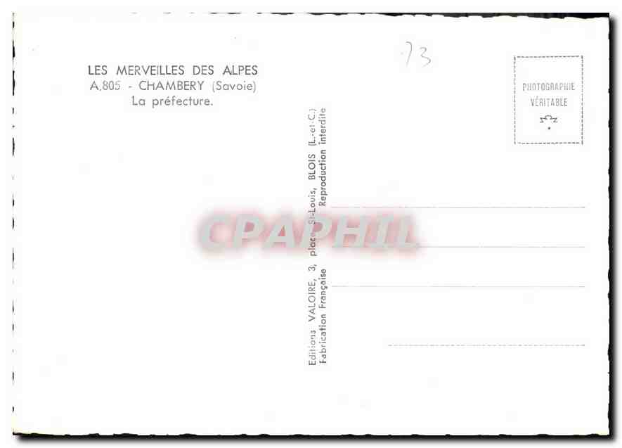 CPM Les Merveilles des Alpes Chambery Savoie La Prefecture  — Rückseite