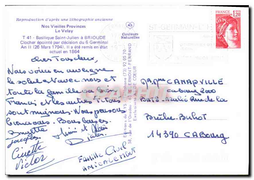 CPM Nos Vieilles Provinces Le Velay Basilique Saint Julien a Brioude Clocher epointe  — Rückseite