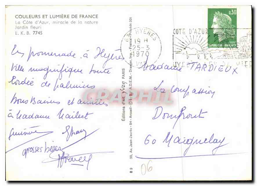 CPM La Cote d'Azur miracle de la nature Jardin fleuri  — Verso