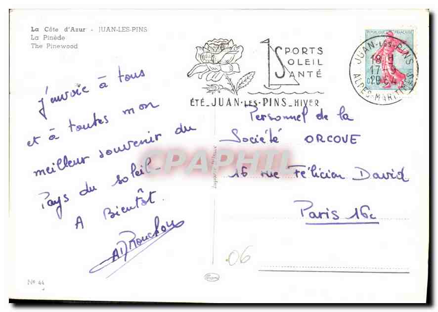 JUAN-LES-PINS — La Pinède — Éditeur Graphiphil, n° 44 — Rückseite