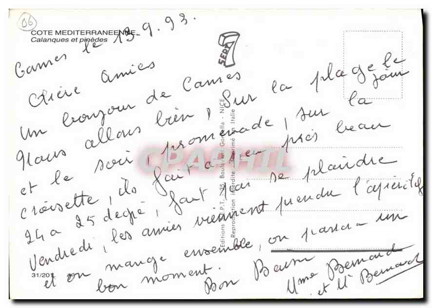 CPM Cote Mediterranee Calanques et pinedes  — Verso