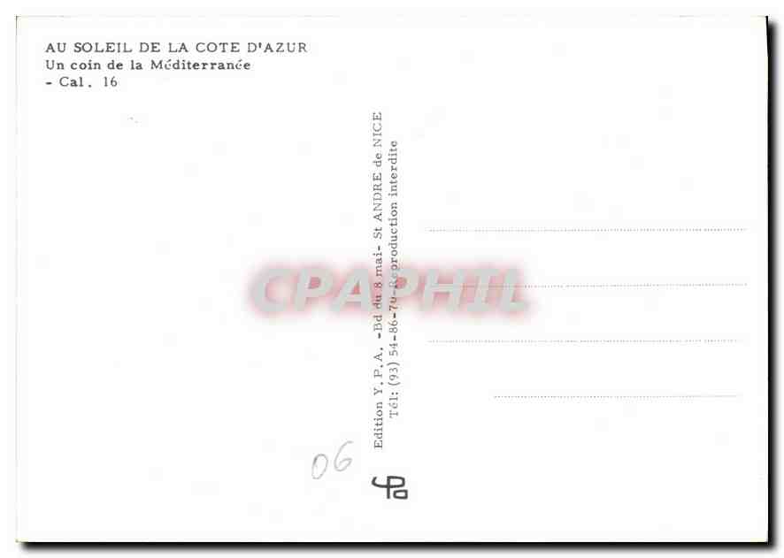CPM Su Soleil de la Cote d'Azur Un coin de la Mediterranee  — Verso