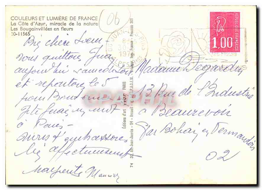 CPM La Cote d'Azur miracle de la nature Les Bougainvillees en fleurs  — Verso