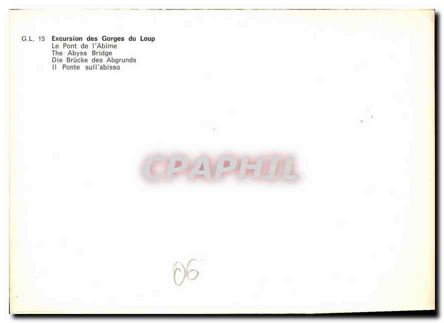 Pont de l'Abîme — Gorges du Loup — G.L. 15 — Verso