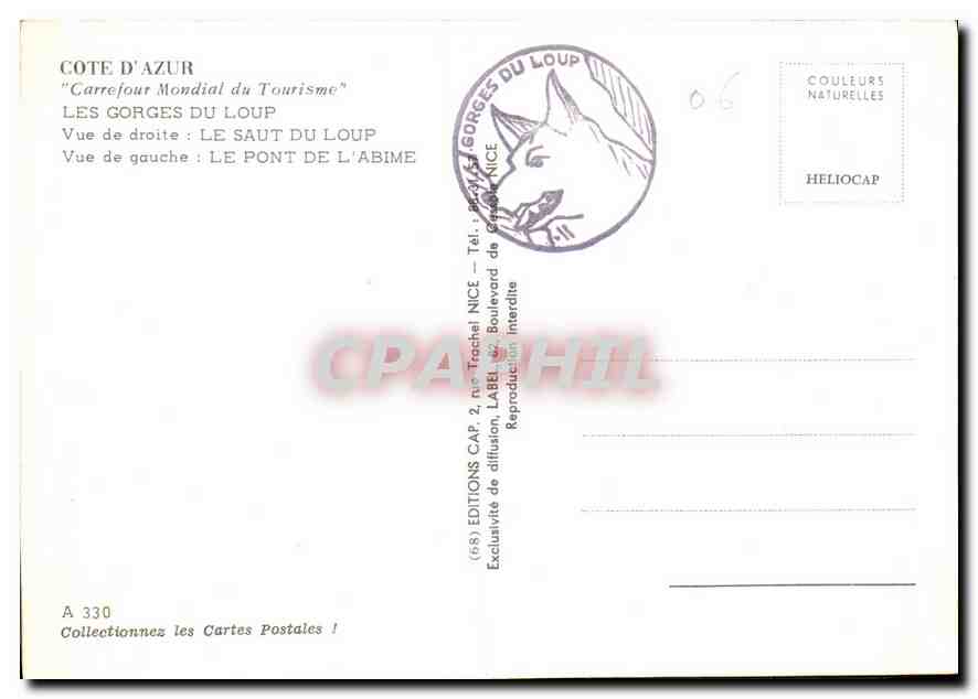 CPM Le Pont de l'Abime Le Saut du Loup  — Verso