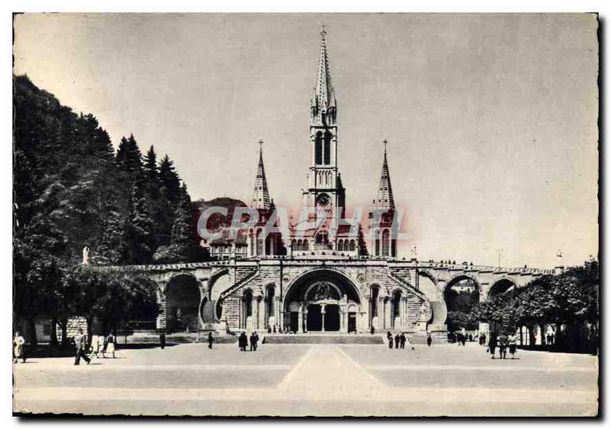CPM Lourdes La Basilique vue de face 