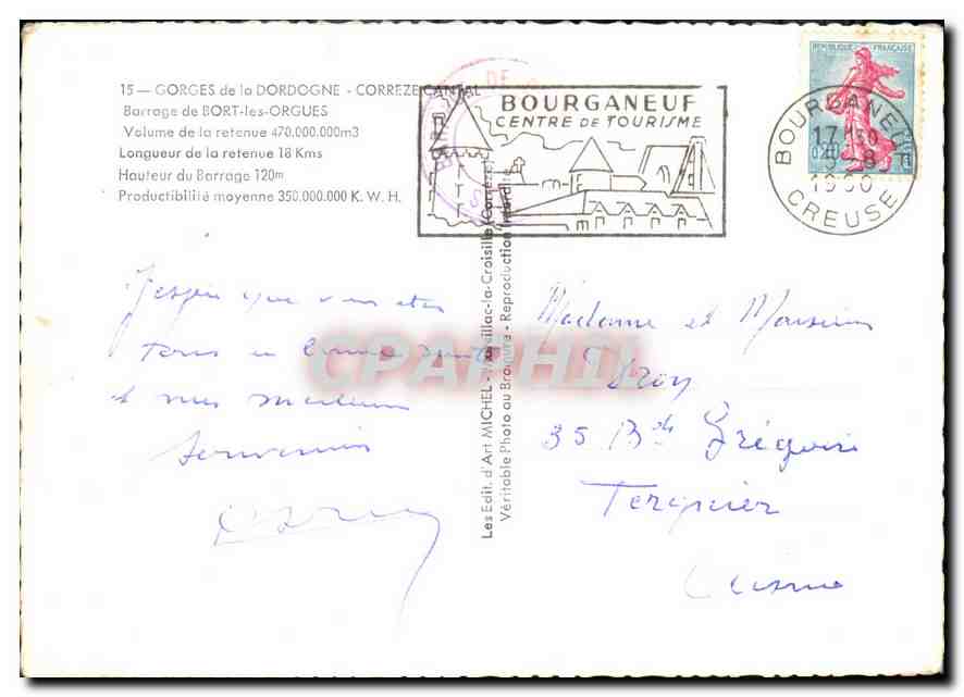 Barrage de Bort-les-Orgues — Corrèze — éditeur Michel — Verso