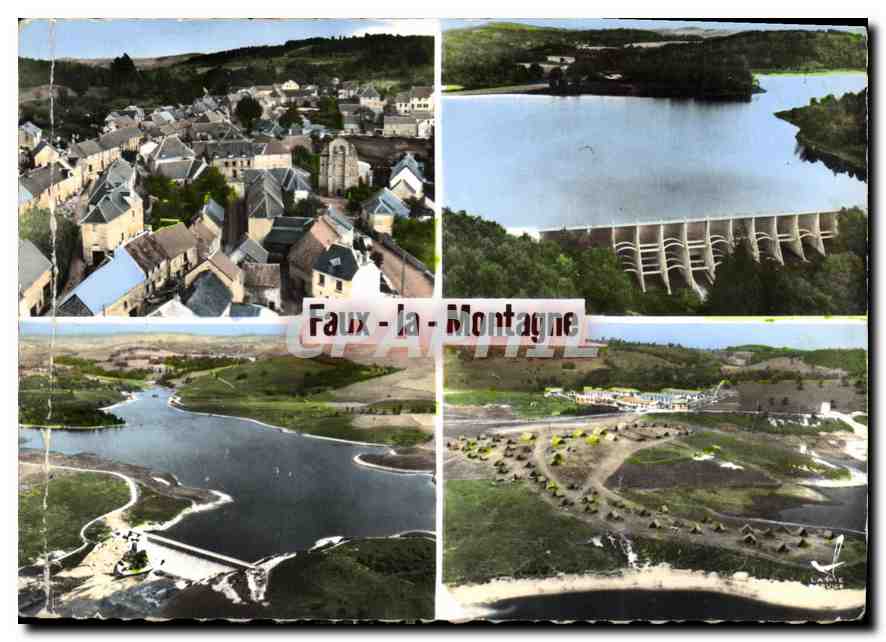 Faux-la-Montagne — Vue aérienne du lac du Chammet, du barrage et de la colonie — Édition Lapie, Ropred, Inrodhie