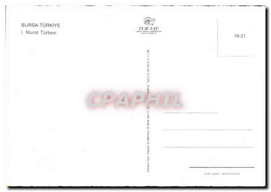 CPM Bursa Turkiye Murat Turbesi  — Verso