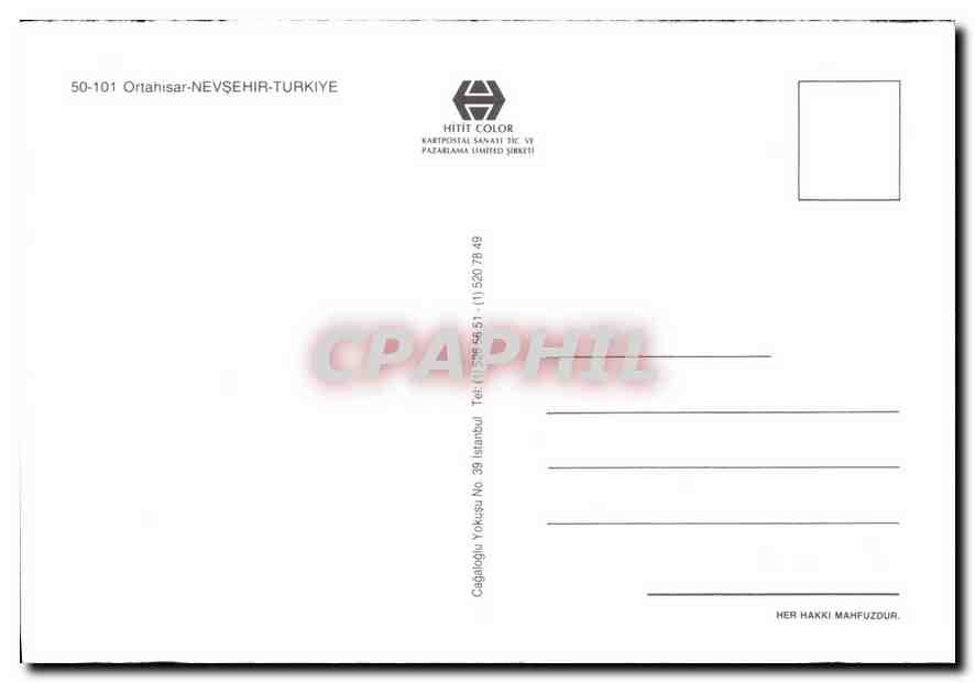 CPM Ortahisar Nevsehir Turkiye  — Verso