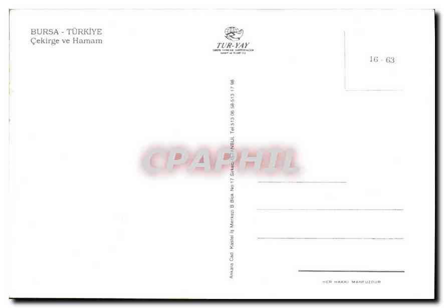 CPM Bursa Turkiye Cekirge ve Hamam  — Verso