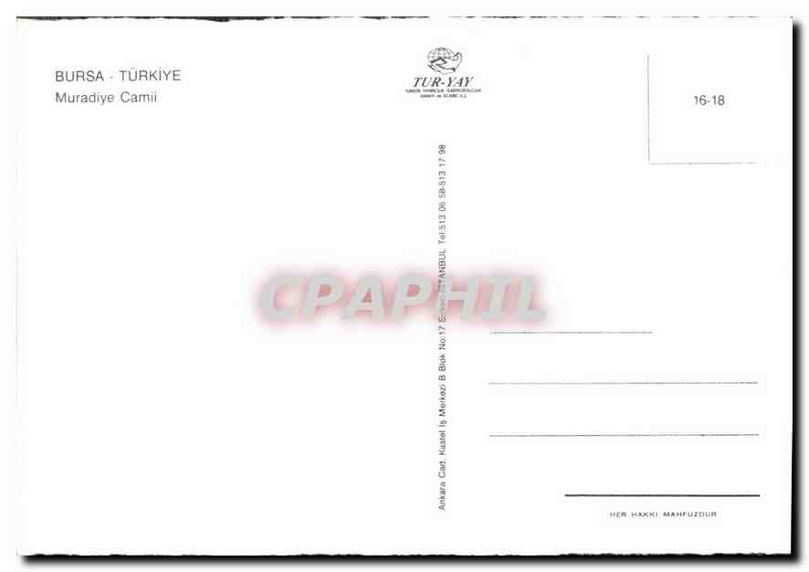 CPM Bursa Turkiye Muradiye Camii Helicoptere — Verso