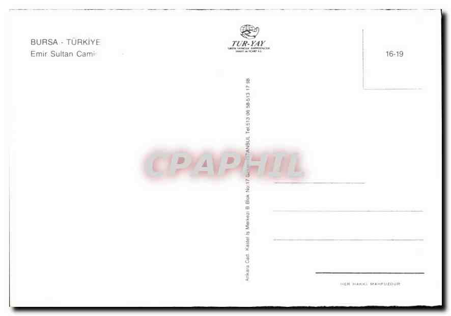 CPM Bursa Turkiye Emir Sultan Camii  — Verso