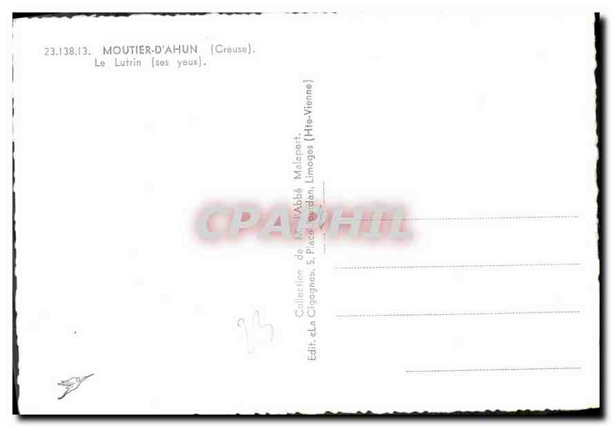 CPM Moutier d'Ahun Creuse Le Lutrin ses yeux  — Rückseite