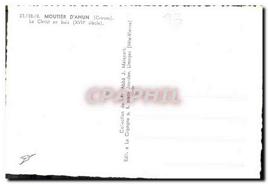 Moutier d'Ahun — Le Christ en buis (XVIIe siècle) — Édit. « La Cigogne » — Reverso