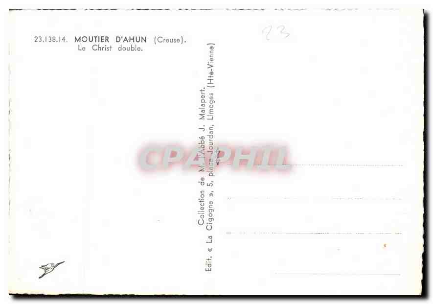 Le Christ double — Moutier d'Ahun (Creuse) — La Cigogne — Verso