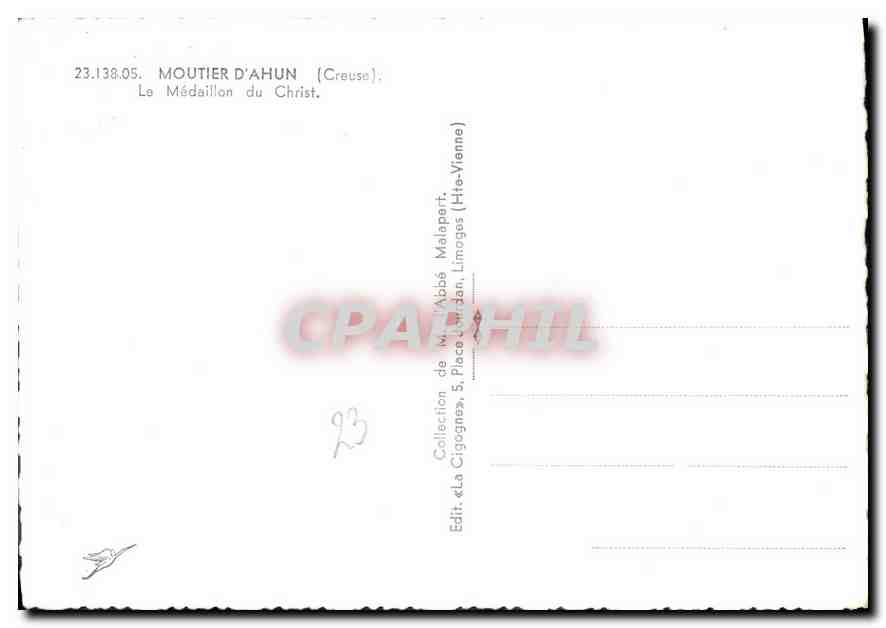 CPM Moutier d'Ahun Cresuse Le Medalion du Christ  — Rückseite