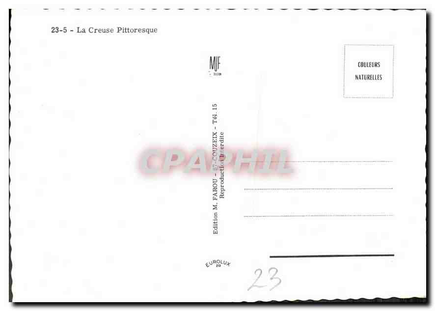 CPM La Creuse Pittoresque  — Rückseite