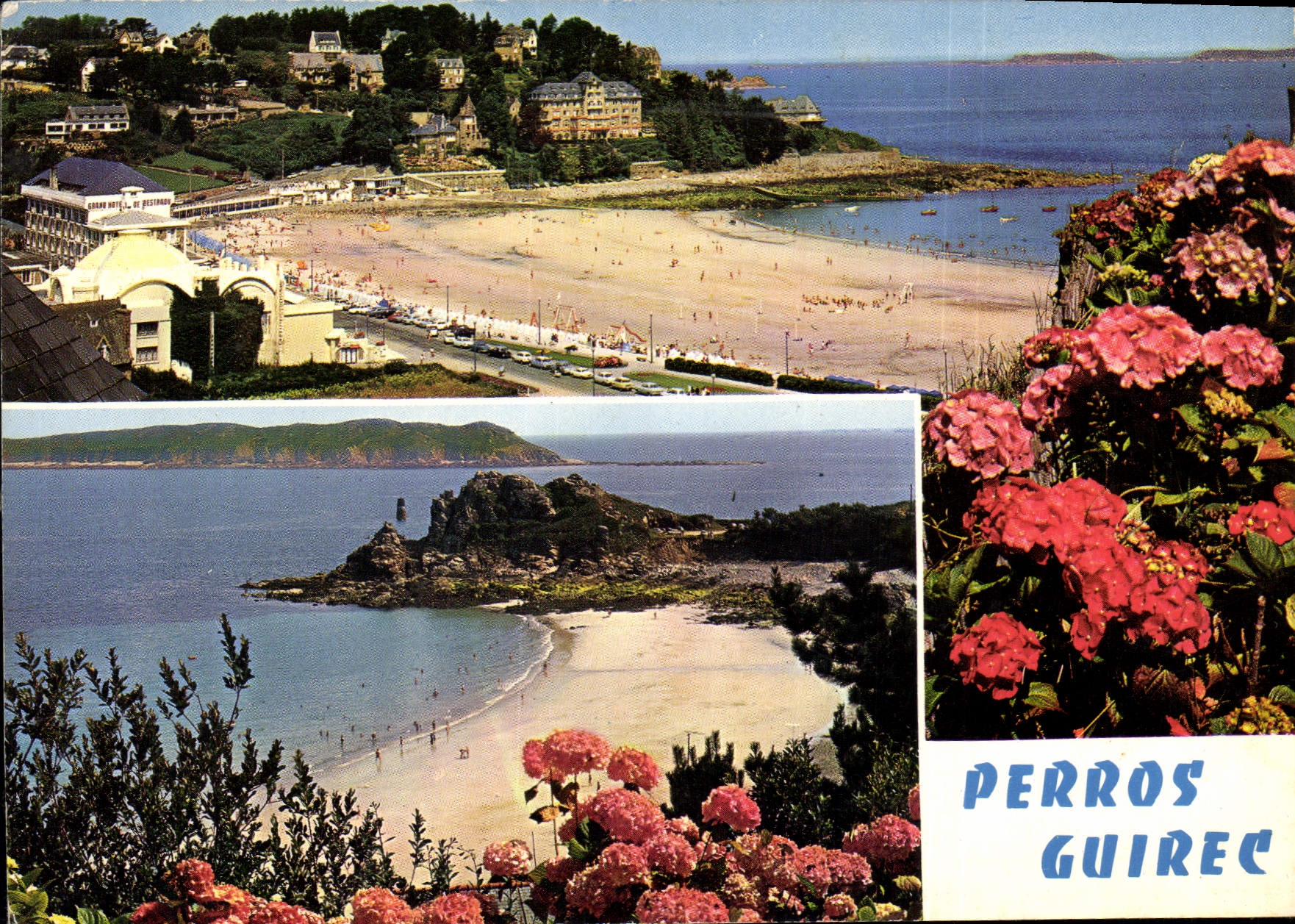 Perros-Guirec — vue de la plage de Trestrégu et de la pointe du Château — Éditions de la Côte de Granit Rose