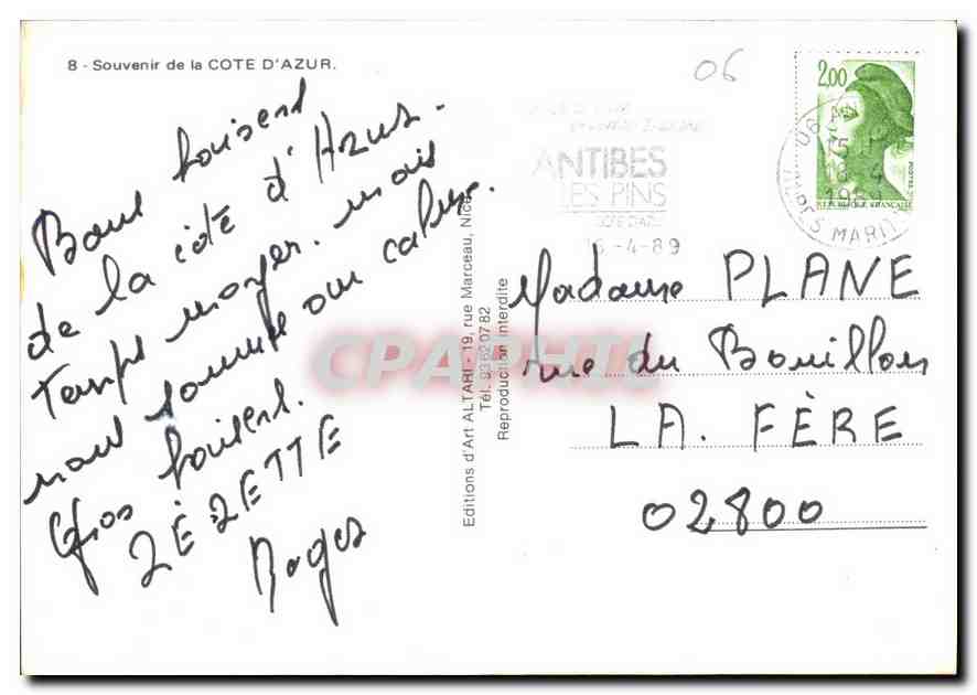 Côte d'Azur — Memories of Menton, Monaco, Nice, Antibes, Juan-les-Pins, Cannes, Vence, L'Estérel — Éditions d'Art Altarès — Back