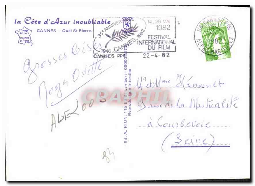 CPM La Cote d'Azur inoubliable Cannes Quai St Pierre Bateaux — Rückseite