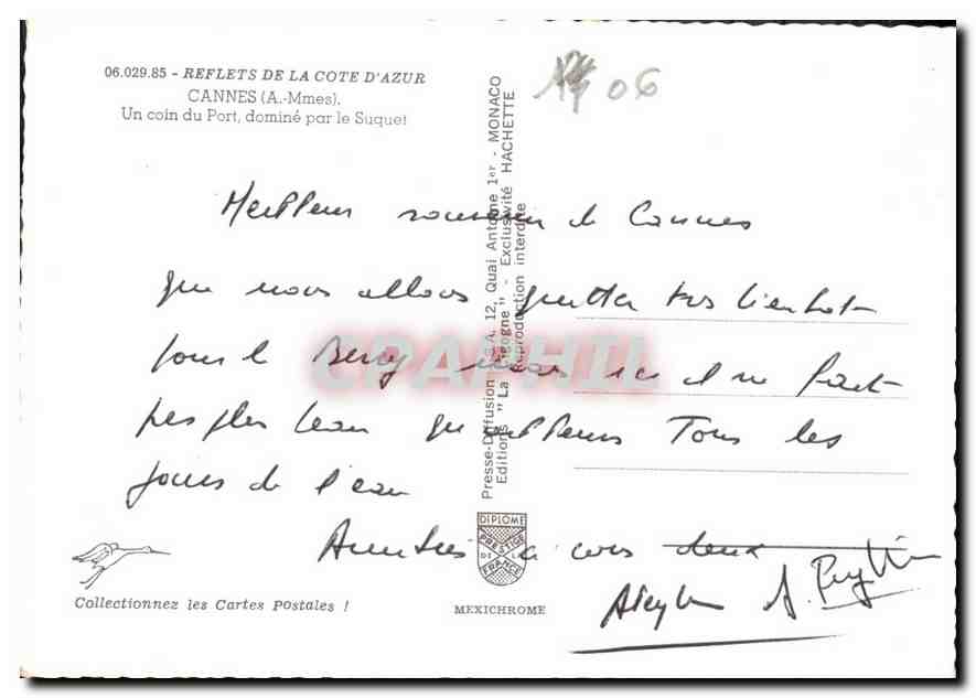 CPM Reflets de la Cote d'Azur Cannes A mme un coin du Port domine par le Suquel  — Verso