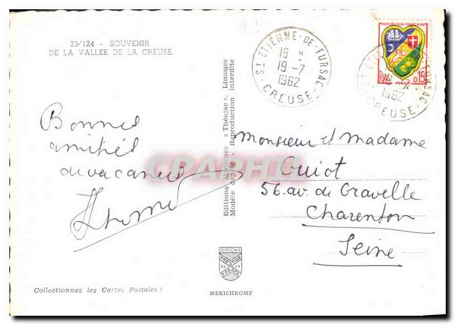 CPM Souvenir de la Vallee de la Creuse — Reverso